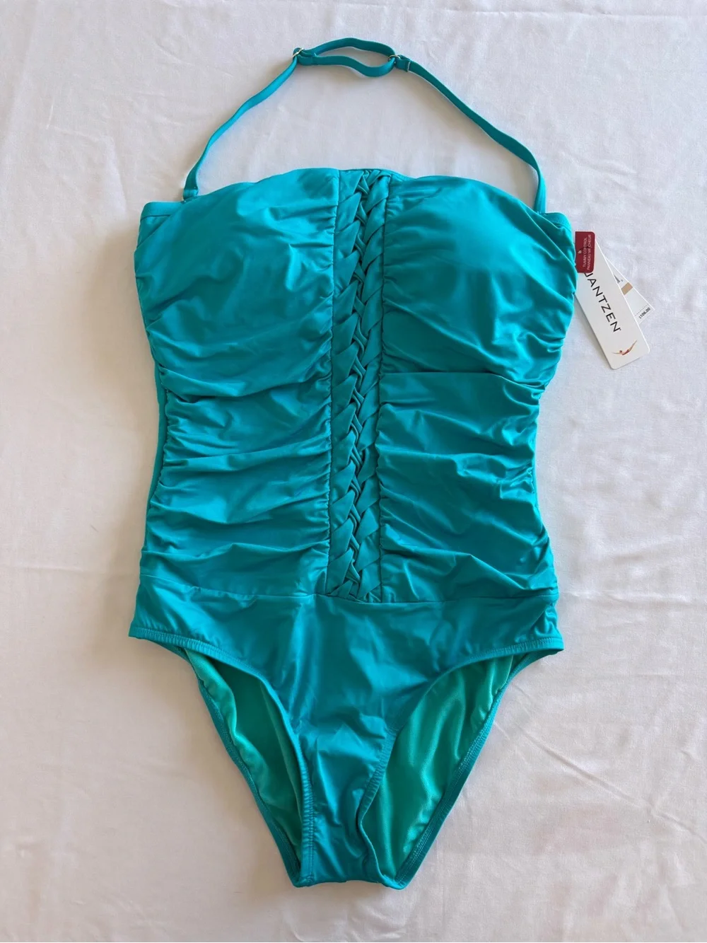 Jantzen Turquoise Ruched Halter One-Piece Swimsuit